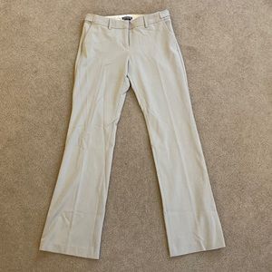 Express Columnist Tan / Cream mid rise flare pants - 6R